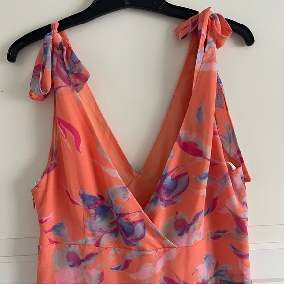 New! Wayf Alma Orange Floral Print Sleeveless Tiered Maxi Dress NWT 1705 - Picture 7 of 11